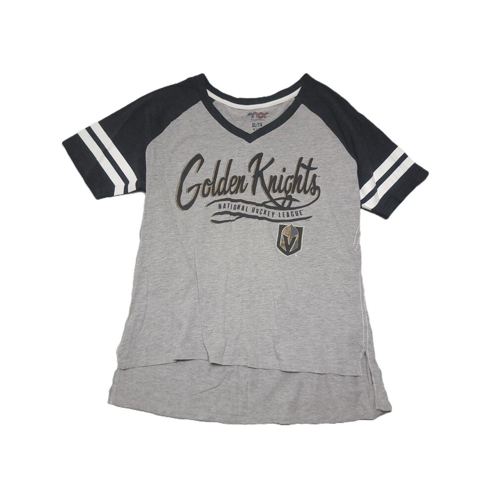 NHL Vegas Golden Knights Raglan T Shirt XL Gray V Neck G-III 4Her by Carl Banks